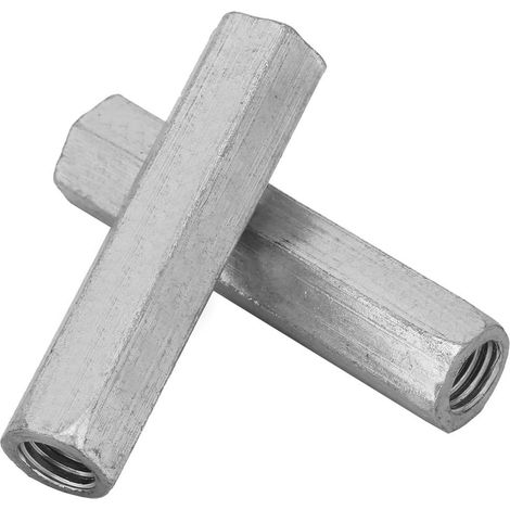2pcs Ecrou Long, M1060 Écrou Long Tige en Acier au Carbone, Écrous Hexagonaux de Couplage, Attaches Fixations Zingué pour Connexion Tige Filetée Continue, Communication, Équipements Mécaniques (1/5)