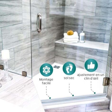 NALOOKAMIC  Joint de porte de douche pour paroi de douche - Guide d'eau étendu - Idéal pour les portes en verre de 6,7,8 mm dans les salles d'eau