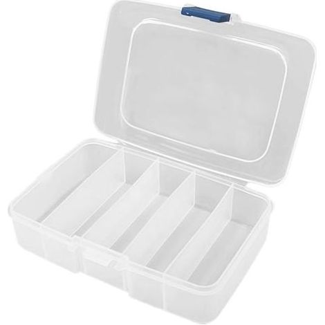 Organisateur de rangement cosmétique - porte-outils de maquillage pour bureau ou coiffeuse Boîte transparente avec séparateurs ajustables, contenant à plusieurs compartiments pour pinceaux, rouges à (1/5)
