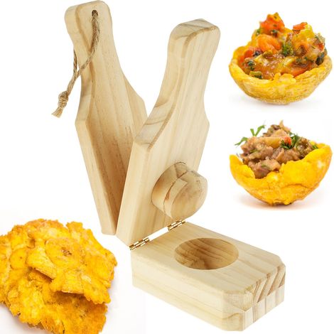 2 en 1 Presse-Plantains Réutilisable de, Presse à Bananes En Bois avec Lanière Suspendue, 1666cm, Presse à Bananes Plantain en Bois, Presse-Purée pour Bananes Frites pour la Maison et la Cuisine