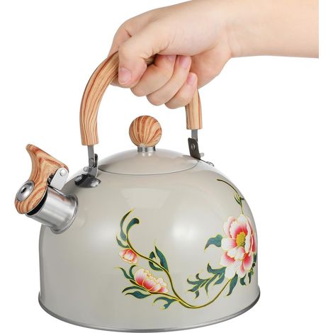 Bouilloire À Thé Sifflante En Acier Inoxydable 1.70 L Motif Floral Bouilloire De Cuisine Compatible Toutes Feux Chauffage Rapide Sûre Facile À Nettoyer Portable (1/5)