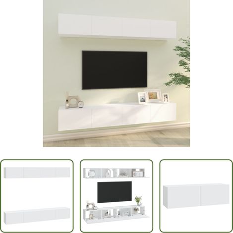 Meuble tv - Meubles TV muraux 4 pcs blanc 100x30x30 cm (1/5)