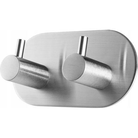 KADAX selbstklebende Haken, Wandhaken, Küchenhaken, doppelt, silber, oval