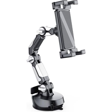 Support Tablette Voiture avec Bras Articulé, Support 360° Réglable, Porte Tablette Voiture Pare-Brise/Tableau de Bord, Support Téléphone Camion 5-12.9", Argent (1/5)