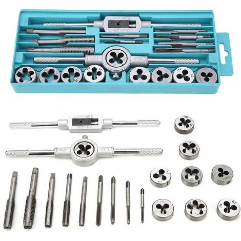 Tarauds et Filières, 20 Pcs M3-M12 Outils de Filetage, Coffret Tarauds et filières, Outil Pour Tarauder Métrique, Filetage Extracteurs de Vis en Acier, Clé Vis outils avec Étui de Rangement (1/5)