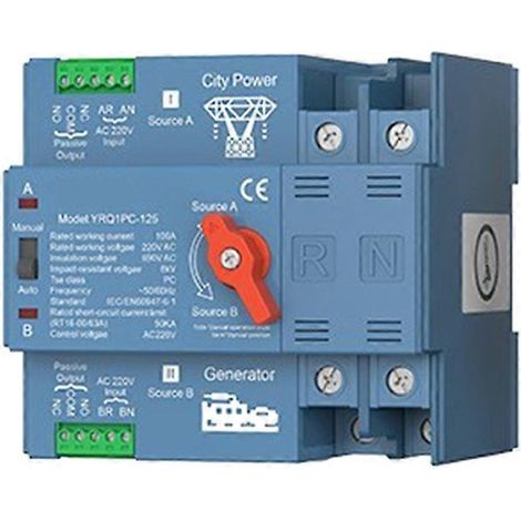 Automatischer Dual-Power-Umschalter (ATS) für Generator- oder Photovoltaikenergie zum Stromnetz (Generator 125 A 2P) (1/5)