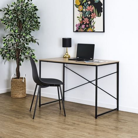 Bureau - Home Deco Factory - Loka - Compact - Moderne - Marron Et Noir