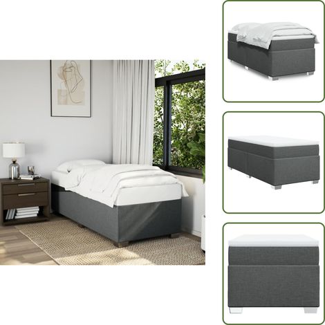 Boxspringbett mit Matratze Dunkelgrau 90x190 cm Stoff - Boxspringbett - Doppelbett - Einzelbett - Schlafsystem - Bettsofa (1/5)