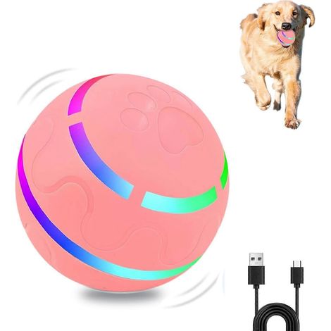 Intelligentes interaktives Hundeballspielzeug, rollender und hüpfender Ball mit Licht, USB-aufladbar, automatischer rollender Kauball für Hunde und Katzen