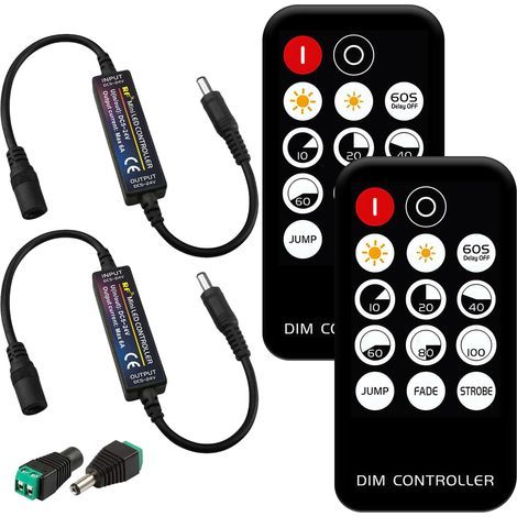 Set of 2 mini RF dimmer controllers, LED controller, 14-key RF mini remote control for FCOB 3014 5630 5730 3528 LED strips for CCT LED strips (1/5)