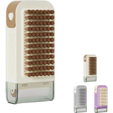 Porte-savon moussant 3 en 1 avec rouleau et brosse à récurer, distributeur de savon portable pour nettoyer les vêtements, les chaussures et les mains (crème et marron) (1/5)