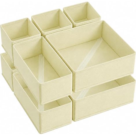 Organisateur de Tiroir Beige Rangement Vetement Dressing (1/5)