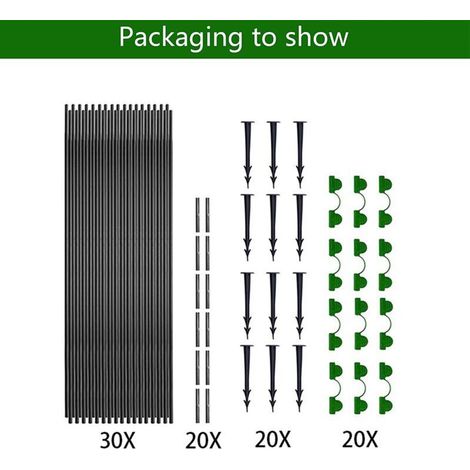 30pcs jardinage plantes fleurs légumes serres protection contre les oiseaux animaux stand set Fiber stick anti - bug Mesh arche set (1/3)