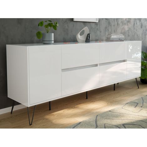 Sideboard Yako 200cm 4 SoftClose 2 Türen Weiß hochglanz (1/5)