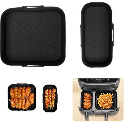 Inserts en silicone pour friteuse à air - noir - compatibles avec Philips série 3000 NA350/00 Airfryer - accessoires - 2 pièces Plaques de cuisson