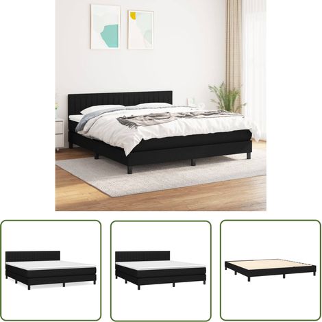 The Living Store Boxspringbett mit Matratze Schwarz 160x200 cm Stoff - Boxspringbett - Doppelbett - Schlafsystem - Bettrahmen - Matratze (1/5)