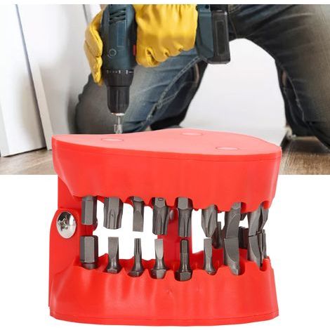 Porta frese magnetico per protesi dentarie in acciaio inox con 28 frese, accessorio odontoiatrico rosso (1/5)