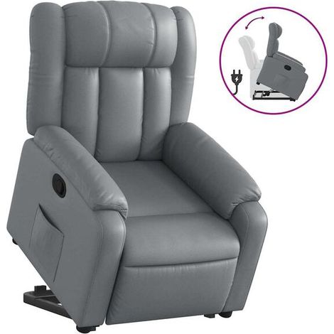 Fauteuil inclinable en similicuir gris