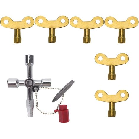 7 Pièces Clé à Clé, Clé Triangulaire, 4 Voies Clé Utilitaire Multifonction, Clé de Purge pour Radiateur, Plombier Outil Clé, Pour les compteurs électriques, compteurs d'eau, compteurs gaz (1/5)