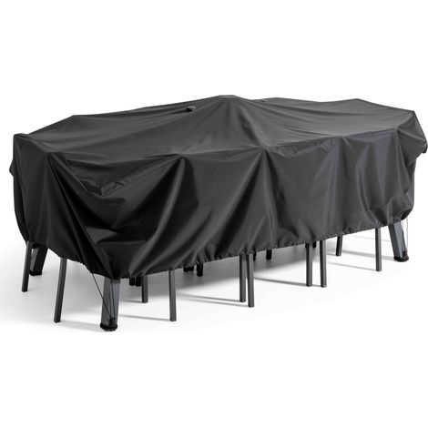 Oviala – Housse salon de jardin 240 x 130 cm – Polyester 160 g/m² – Système de fixation breveté – 2 aérateurs anti-condensation