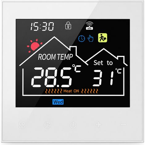 Thermostat blanc 3 A pour chauffage au sol hydraulique, compatible chaudière, sans Wi-Fi (1/5)