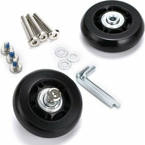 Roues de valise de rechange 60mm Lot de 2 roulettes en caoutchouc et métal Compatible avec bagages et meubles Réparation facile (1/4)