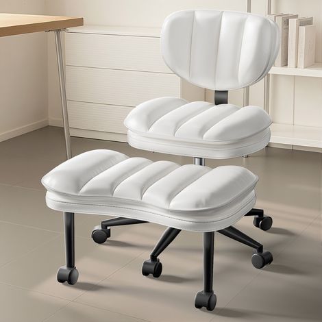 Chaise de bureau Ergonomique à jambes croisées ,dossier pivotant,hauteur réglable avec roulettes ,facile à nettoyer