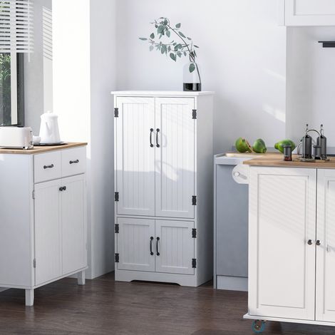 Meuble Cuisine Buffet Auxiliaire Portes Étagères Réglables Mobilier Intérieur Blanc 60x30x123cm