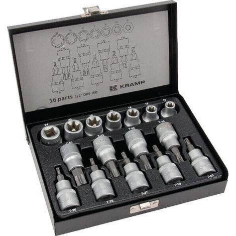 Juego de llaves de vaso 1/2" con punta Torx en estuche 16 piezas UNIVERSAL 1804924016KR (1/3)