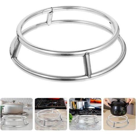 Support de pot en acier inoxydable, 1 pièce, cadre de poêle, support de pot à lait/cuisinière à gaz/accessoires de cuisinière à gaz, argent (1/3)