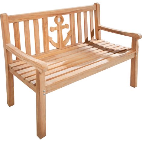 deVries ""WOODIE"" Gartenbank Ankerplatz 120 Teakholz mit Anker Gravur 120x60x89 cm (1/5)