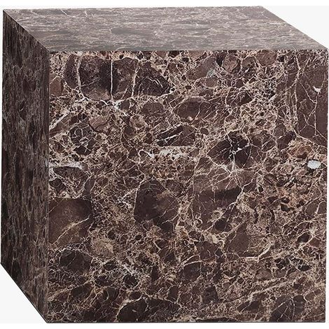 JASMIA Table basse carré en marbre d'ingénierie marron (1/4)