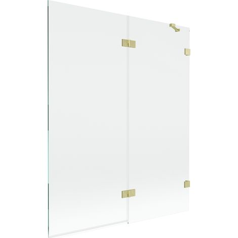 Mexen Lunar paroi de baignoire 2 volets droite 140 x 150 cm, transparent, or brossé - 897-140-100-55-00-P (1/5)