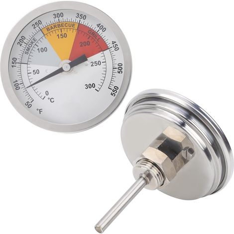 Thermomètre pour barbecue, thermomètre barbecue 1/2,jauge de température pour barbecue au charbon de bois en acier inoxydable 1/2 po NPT 0‑300℃ (1/5)