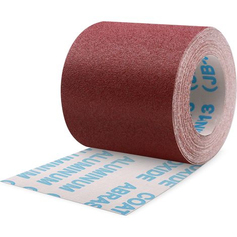 Rouleau de papier abrasif grain 60, 100 mm x 10 m, rouleau de tissu abrasif pour ponceuse manuelle, ponceuse vibrante, papier abrasif pour bois, métal, peinture (1/5)