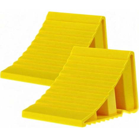2 Pièces Cale De Roue Plastique 200x120x110 mm, Cales De Remorque, Adaptées Aux Remorques De Caravane, Jaune (1/5)