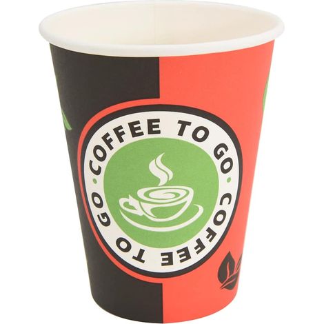 Tasses à café en papier 1000 pcs 12oz 300ml rouge et noir (1/5)