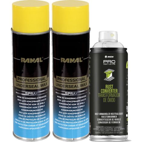 2 sprays de cire d'entretien pour soubassement 500 ml + 1 produit antirouille 400 ml (1/5)
