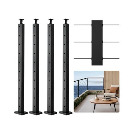 Poteau Garde Corps - Lot de 4 Poteau Rampe d'Escalier Câble (1/5)