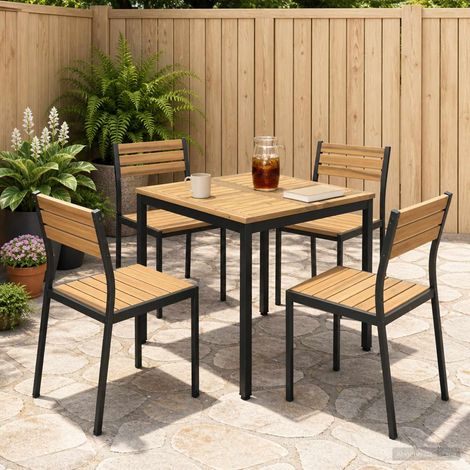 vidaXL Tavolo da cena da giardino Bianco e Nero 70 x 68,5 x 75 cm