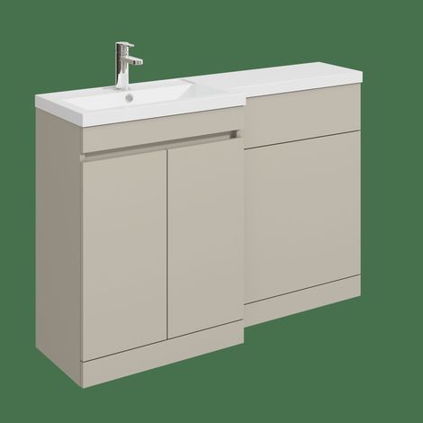 Balterley Tean 1200mm Floor Standing Compact Unit with Left Hand Polymarble Basin - Pebble Grey