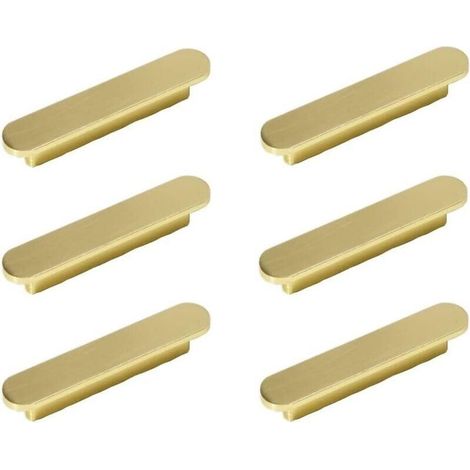 Lot de 6 poignées Or Poignee de Meuble Cuisine Laiton Brossé Or Entraxe 96mm-poignées de placard Poigné e Meuble-Crezuo (1/4)