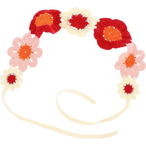 Bandeau Cheveux Femme en Tissu Fleur Crochet Solide, Serrage-tête Ethnique Adorable pour Fêtes et Mariages, Accessoire Charmant (1/5)