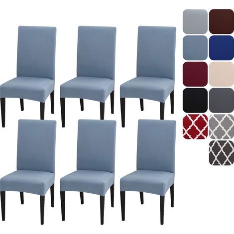 Stoltrekk for spisestue, sett med 4 to 6, elastiske, avtagbare, vaskbare, stoltrekk, dekorasjonsbeskyttelse, setetrekk for hotell light Blue-tfrf light Blue