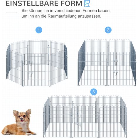 Enclos pour chiot 8 panneaux, barrière de sécurité L 63 x H 91 cm (1/4)