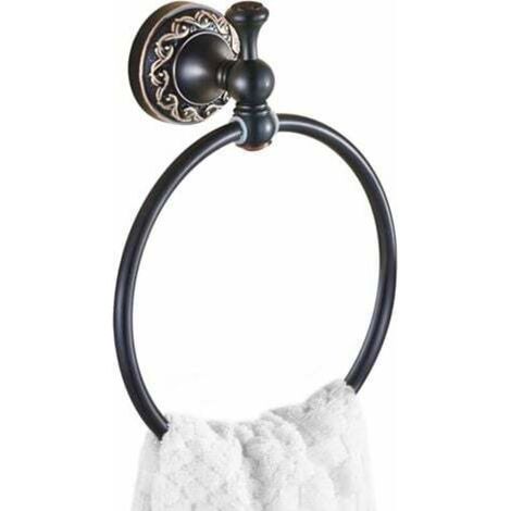 Schwarzer Handtuchring, ölgegerbte Bronze. Handtuchhalter aus Messing, Retro-Vintage-Antik-Handtuchring mit Loch.