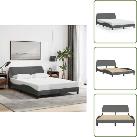 The Living Store Bettgestell ohne Matratze Dunkelgrau 140x200 cm Stoff - Bettestel - Doppelbett - Holzrahmen - Massivholzbette - Lattenrost