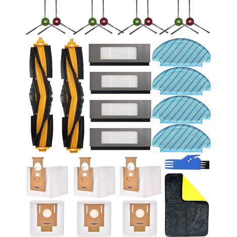 20 Pièces de Rechange pour Ecovacs DEEBOT N10+/N10 Plus, OZMO N8+/N8 Pro+ Kit d'Accessoires, T8+/T8 AIVI+/T9+ Ensembles d'Accessoires: 2 Brosses Principales, 4 Serpillière, 6 Sac