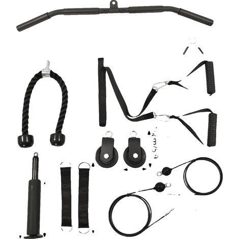 Sistema de gimnasio, capacidad de peso de 120 kg, entrenamiento de cuerpo completo, negro (1/2)