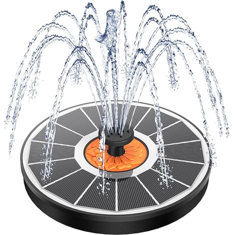 Fontaine Solaire 3.5W, Verre Extérieur Flottante Pompe Bassin Solaire Pas de Batterie, 7 Buses & 4 Tiges Fixes pour Bain d'oiseaux Aquarium Jardin Fontaine (Noir)